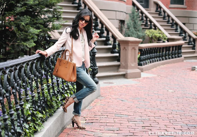 Pink ponte + distressed denim - Extra Petite