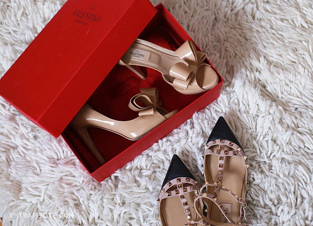 valentino bow heels rockstud flats