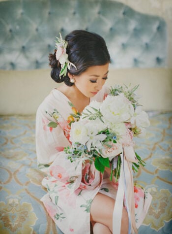 bridal robe getting ready shot
