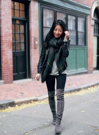 stuart weitzman lowland boots plaid scarf