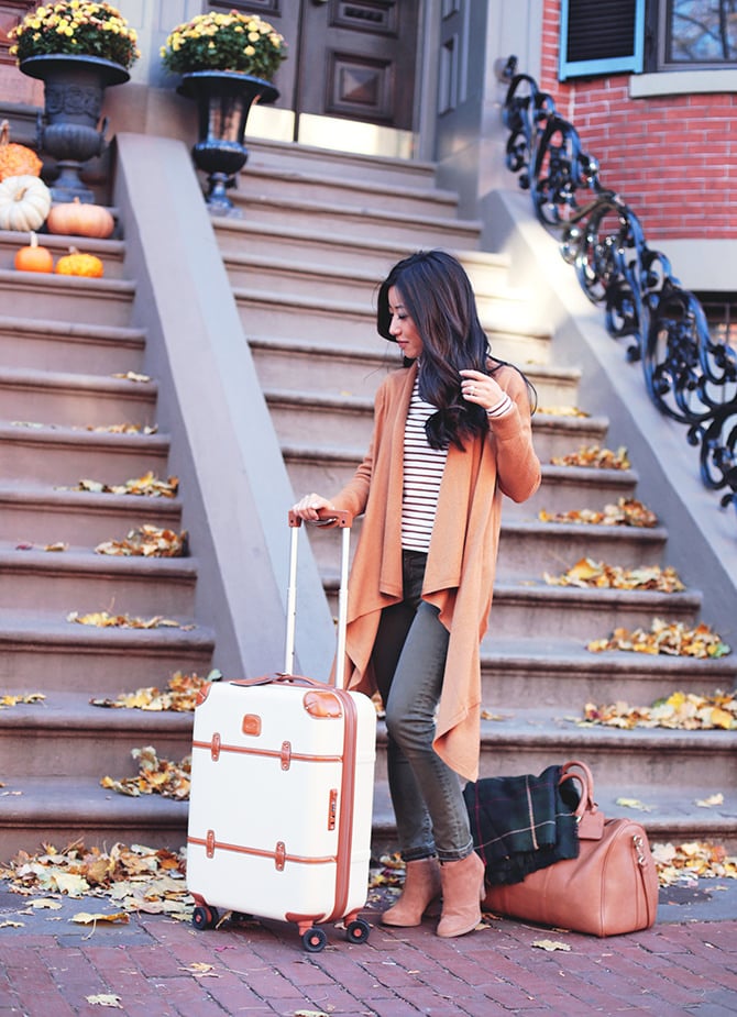 Fall casual travel outfit ankle boots cardigan