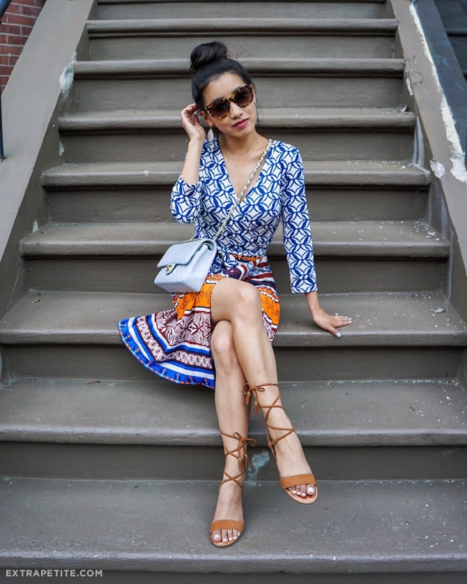 dvf wrap dress lace up sandals_extra petite blog