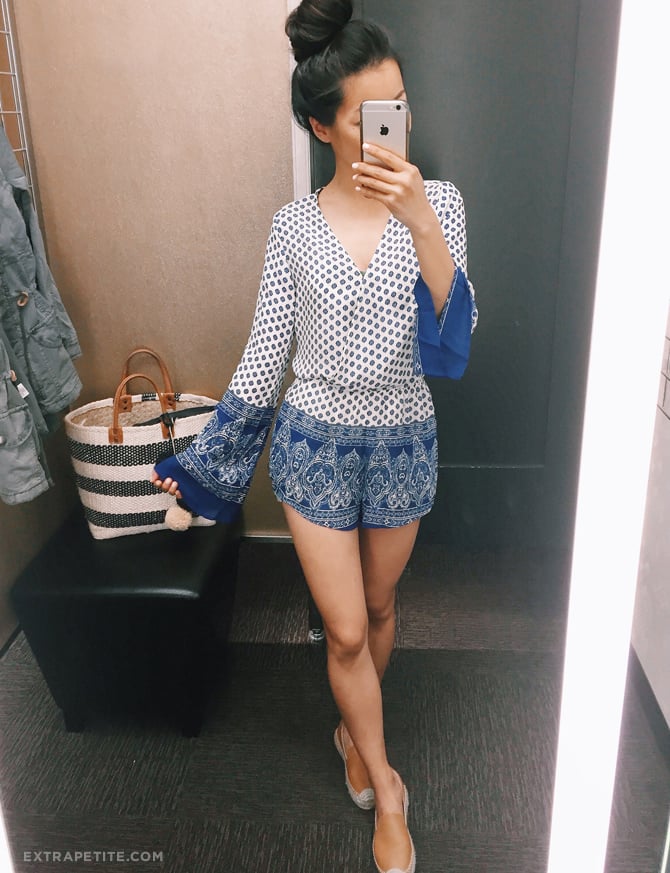 mimi chica bell sleeve blue summer romper
