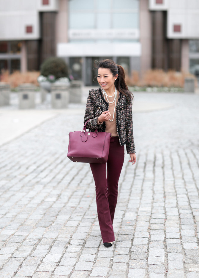 white house black market petite burgundy pants