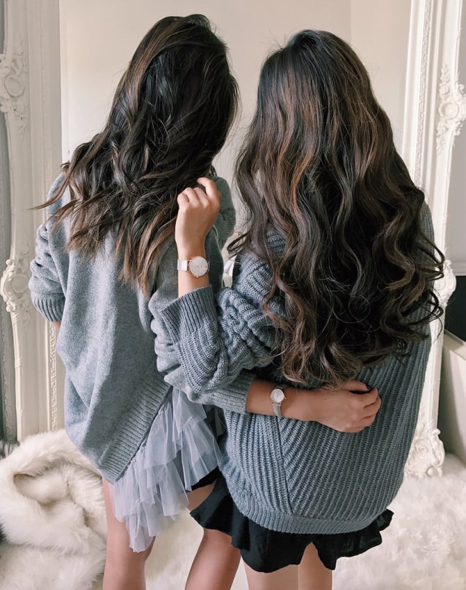 wendys lookbook extra petite_cozy sweaters dark hair balayage