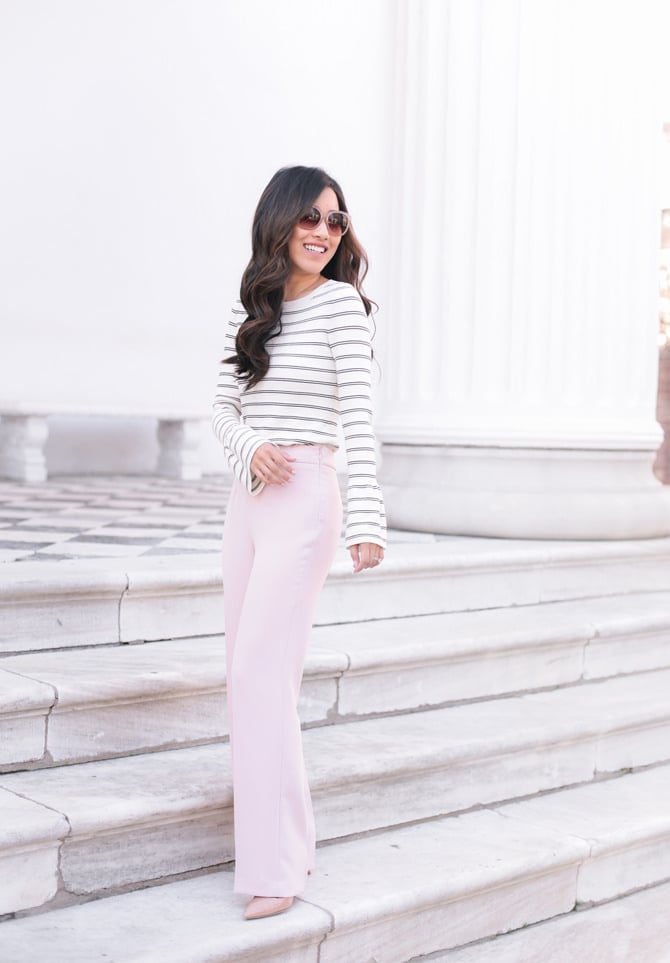 talbots pink trouser pants ann taylor stripe sweater petites