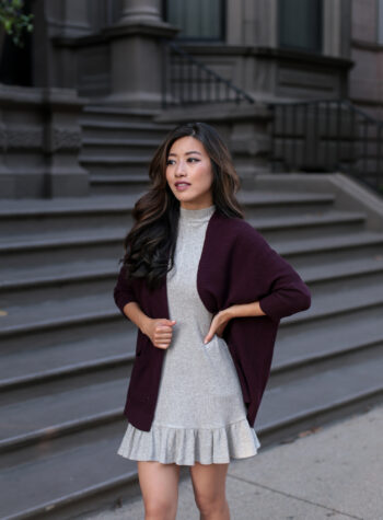 burgundy cardigan sweater petite clothing blog