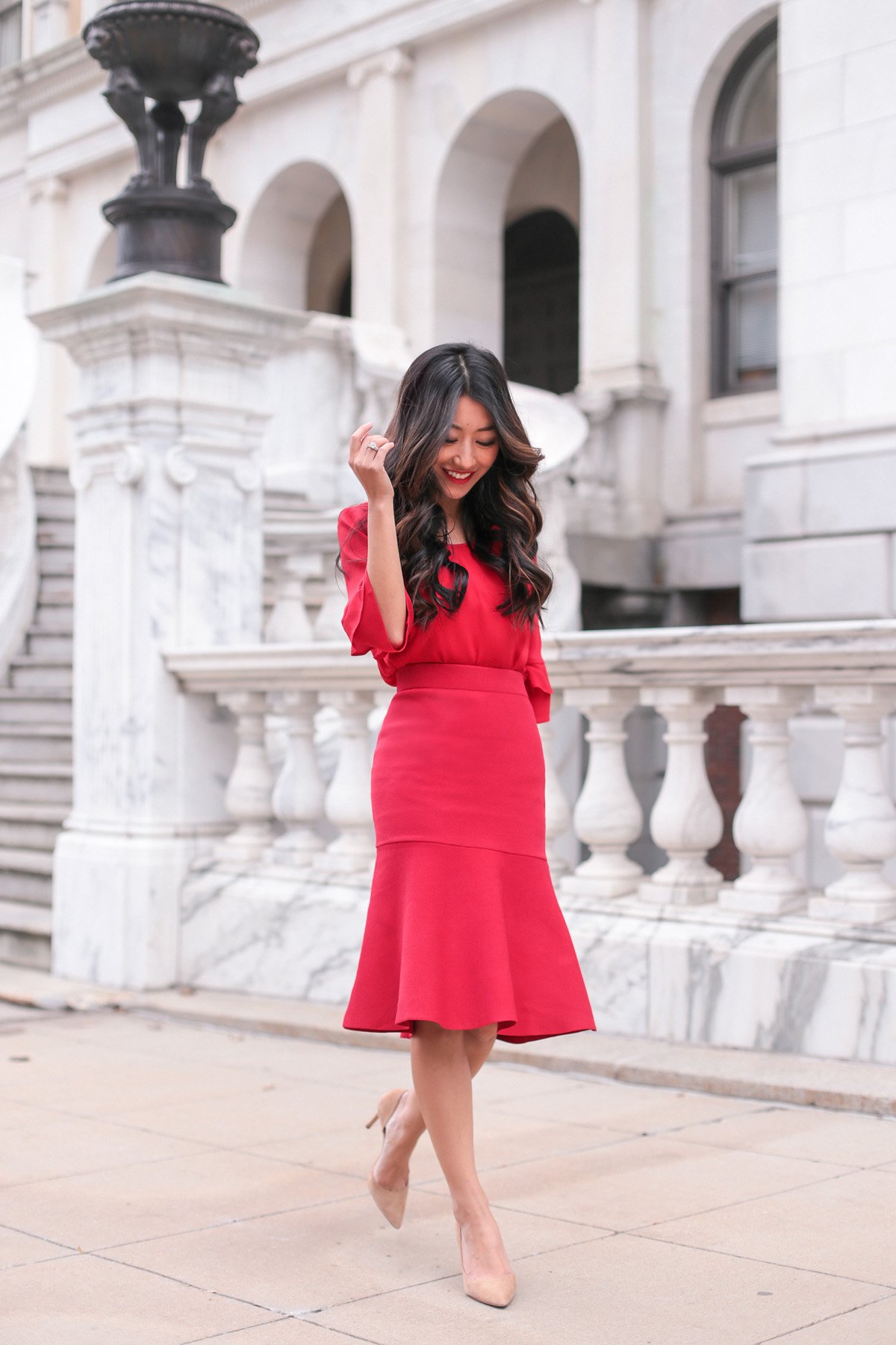 red dress festive holiday christmas party outfit ideas