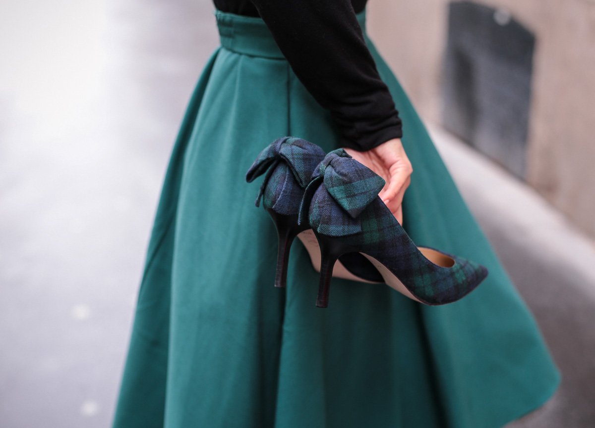 tartan plaid bow pumps christmas shoes