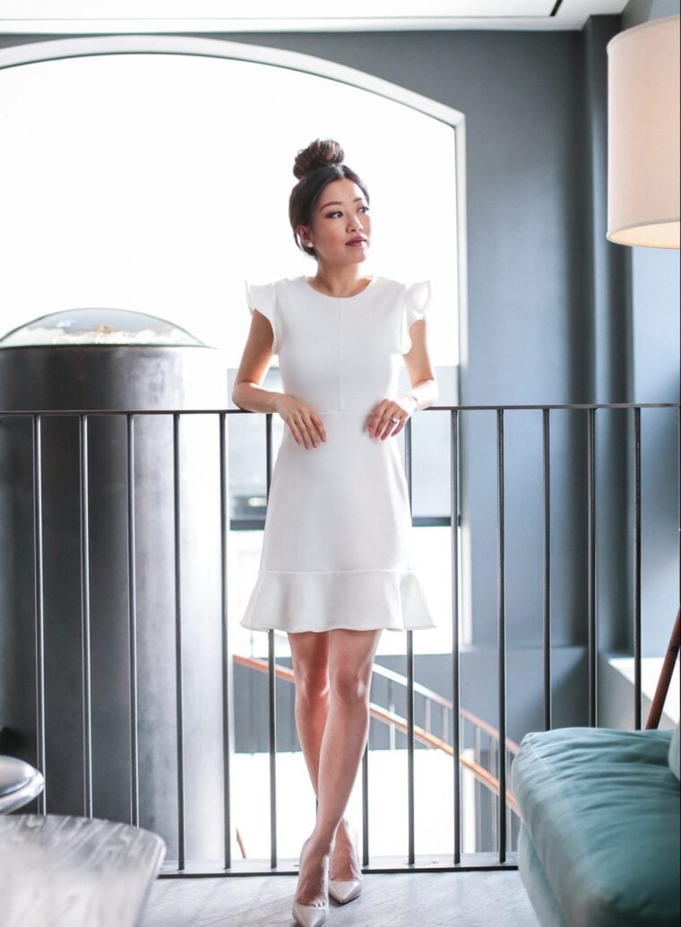 white dress ruffle bachelorette extra petite blog