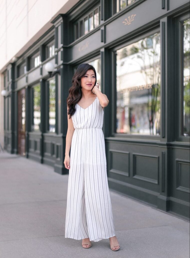 striped jumpsuit for petite women spring fashion houston