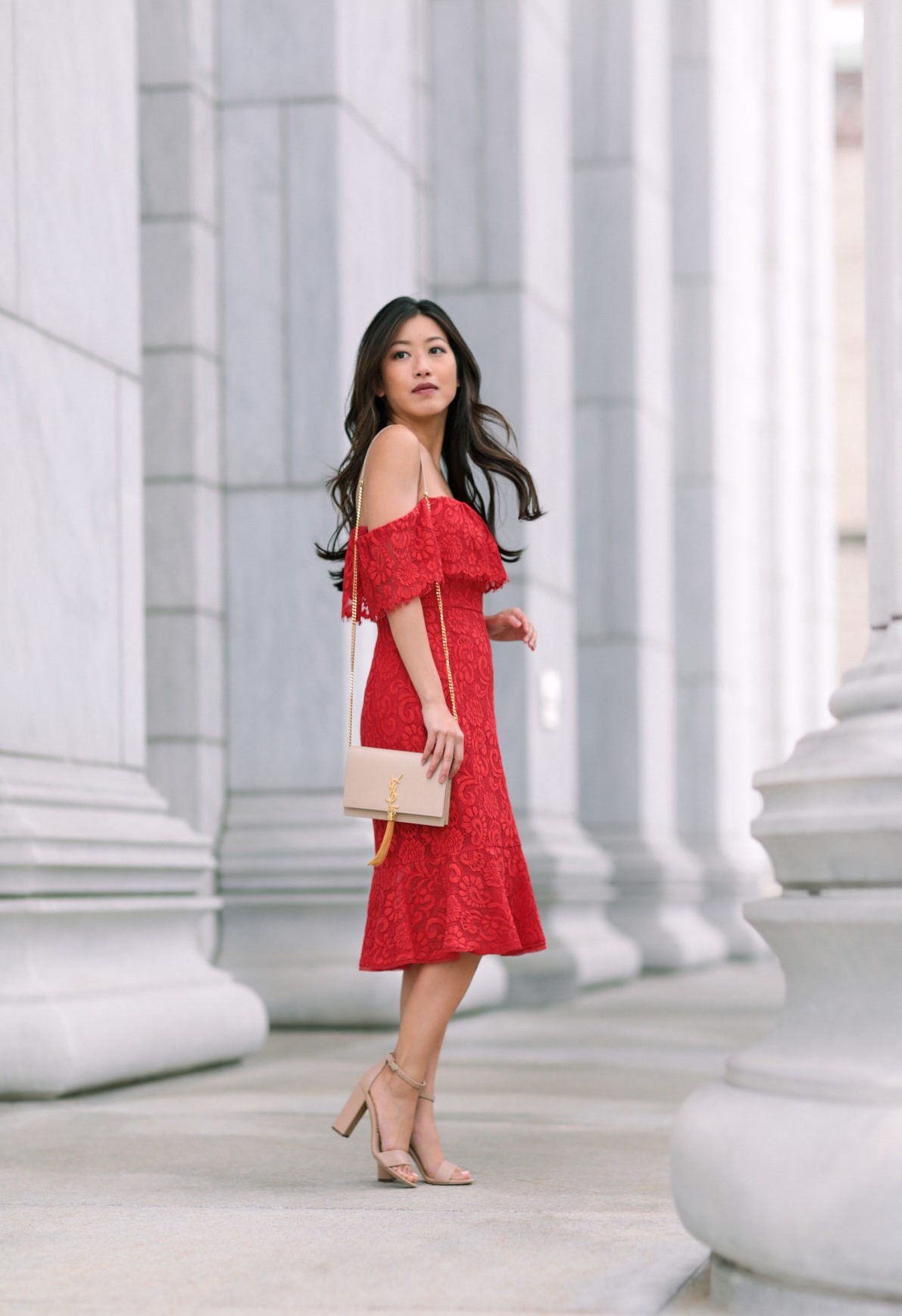 BCBG red lace dress from Saks Designer Sale