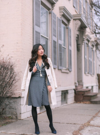 ann taylor petite work outfit wrap dress