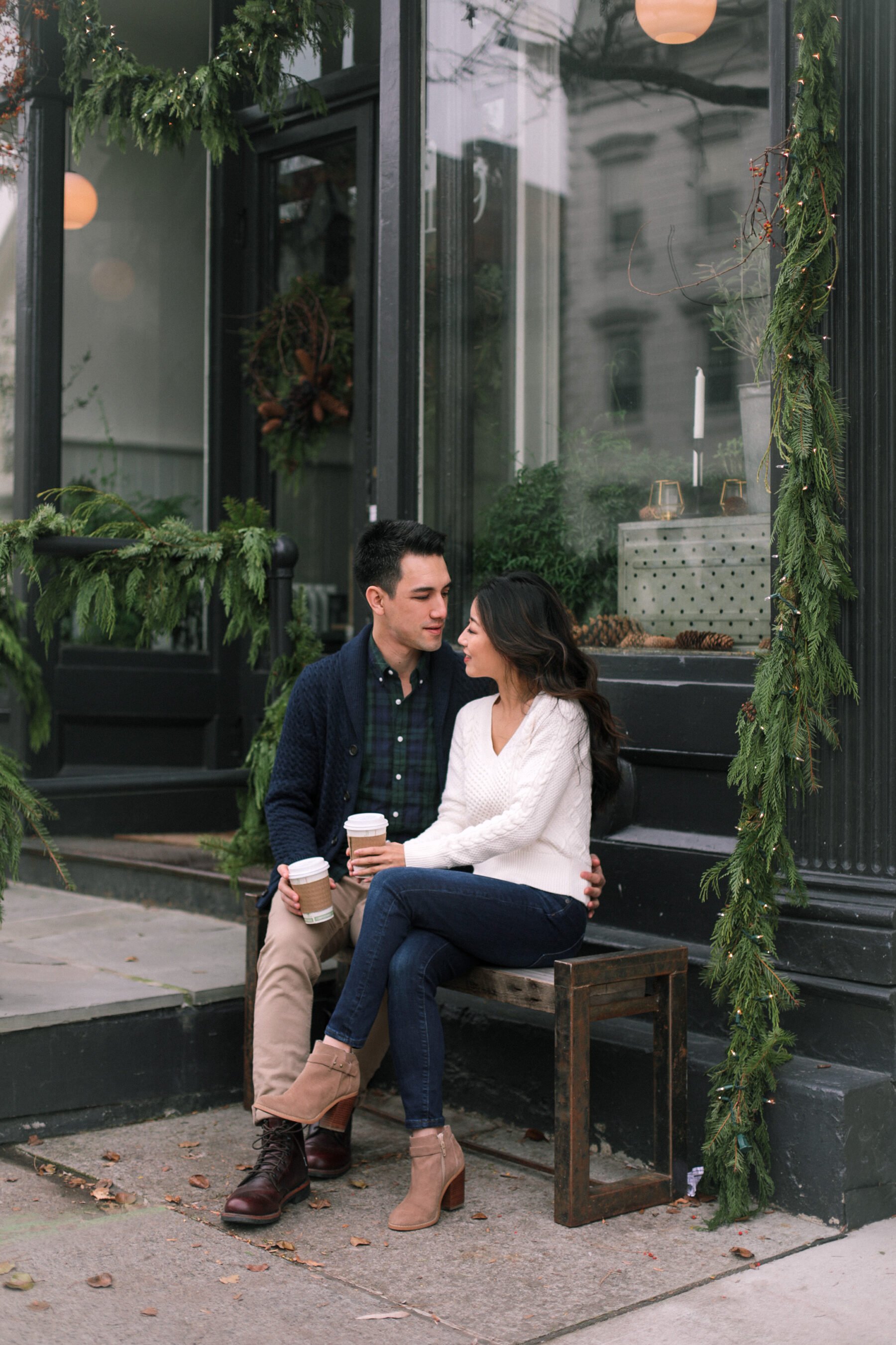 mens outfit cardigan sweater jacket couples photography shoot