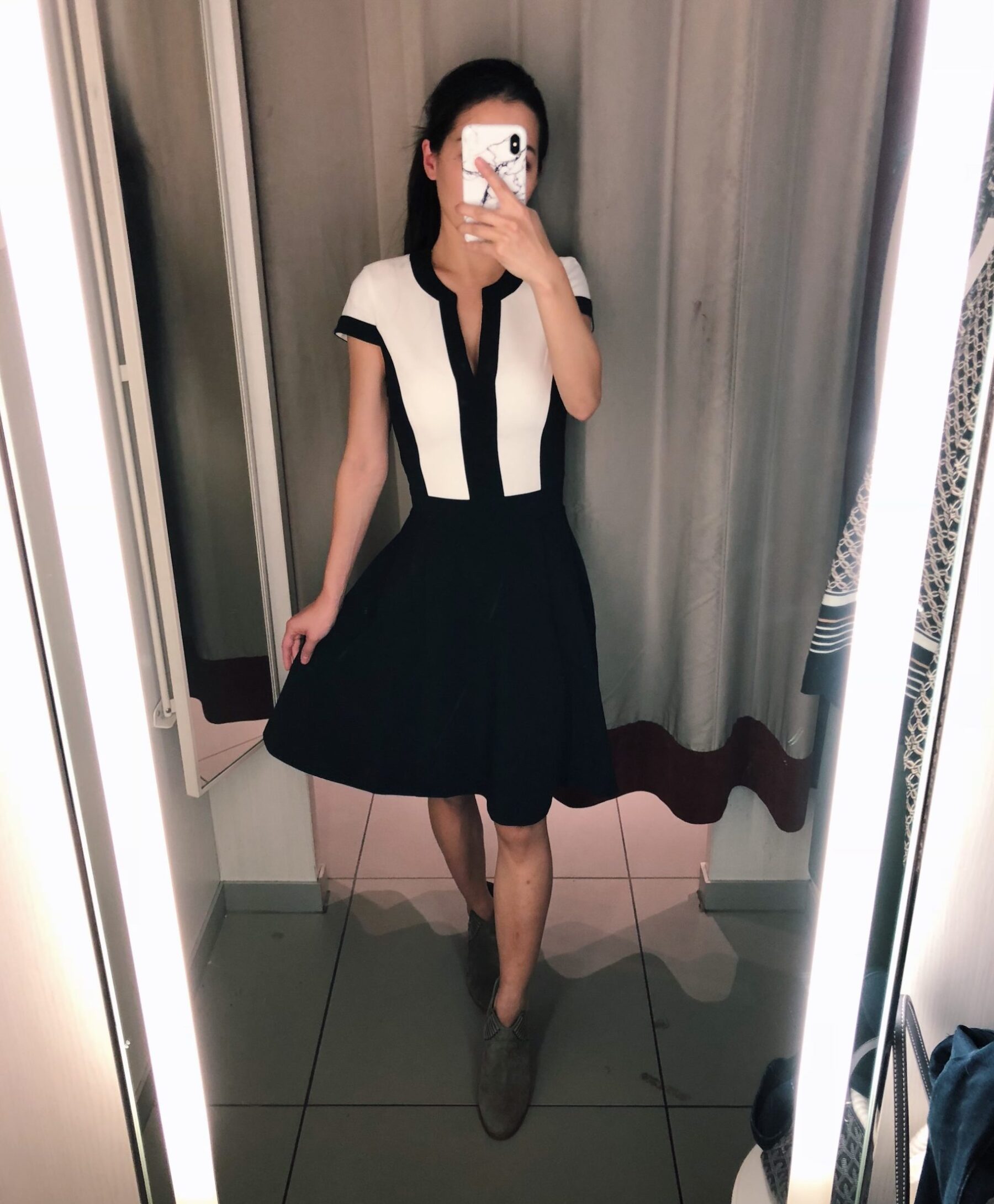 black and white dress for work