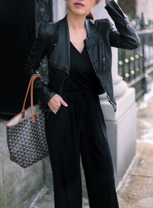 How to style a black jumpsuit by Extra Petite Blog