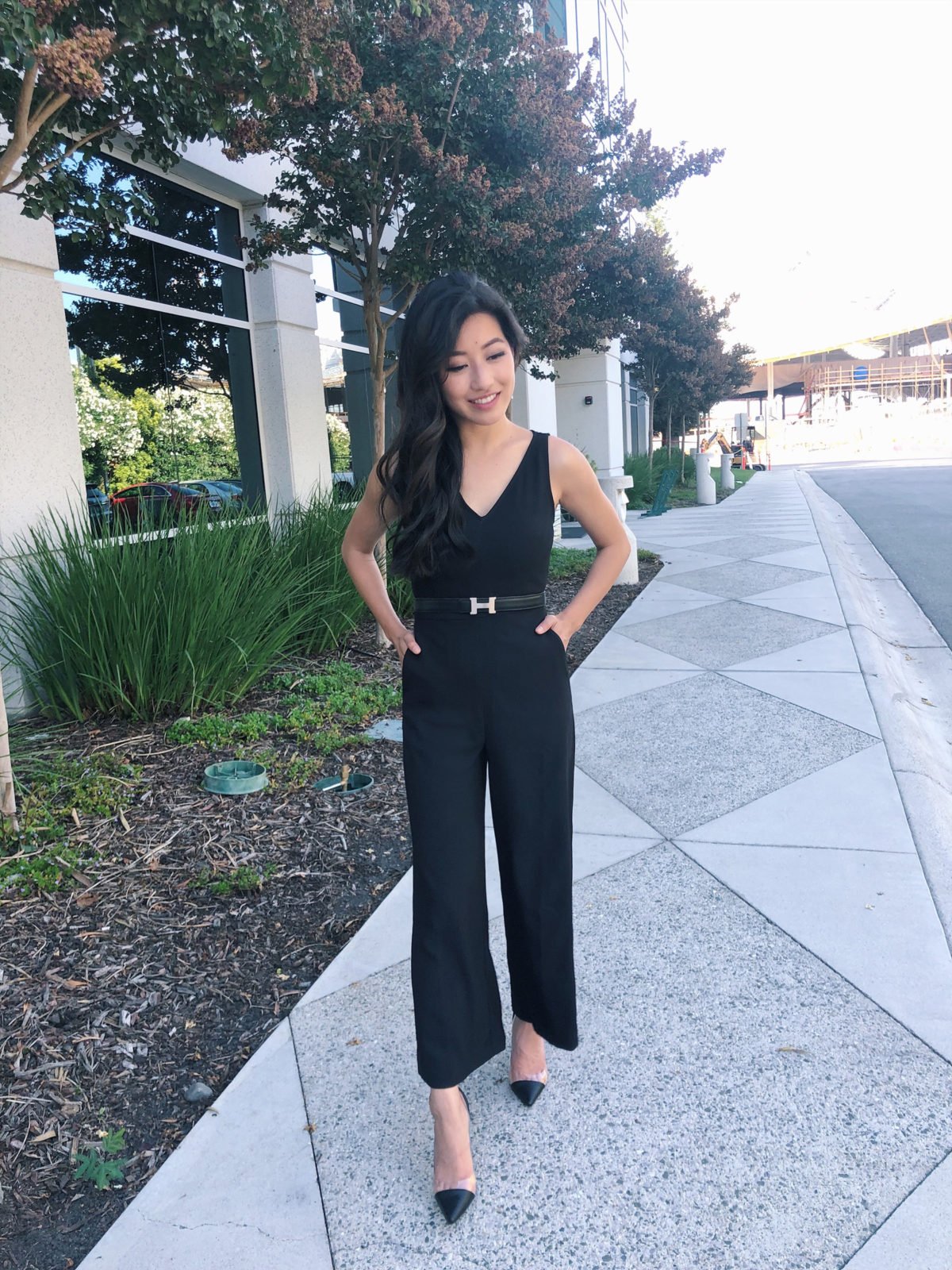 black jumpsuit for petites hermes constance belt