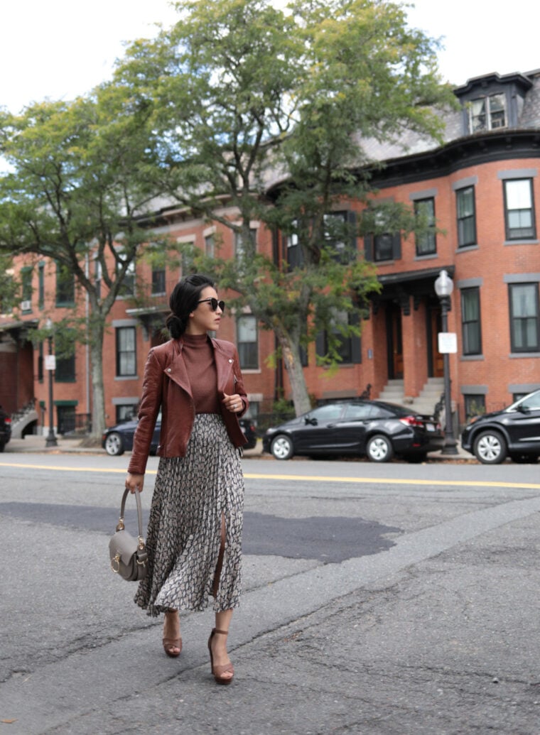 leather jacket fall outfit by extra petite fashion blog