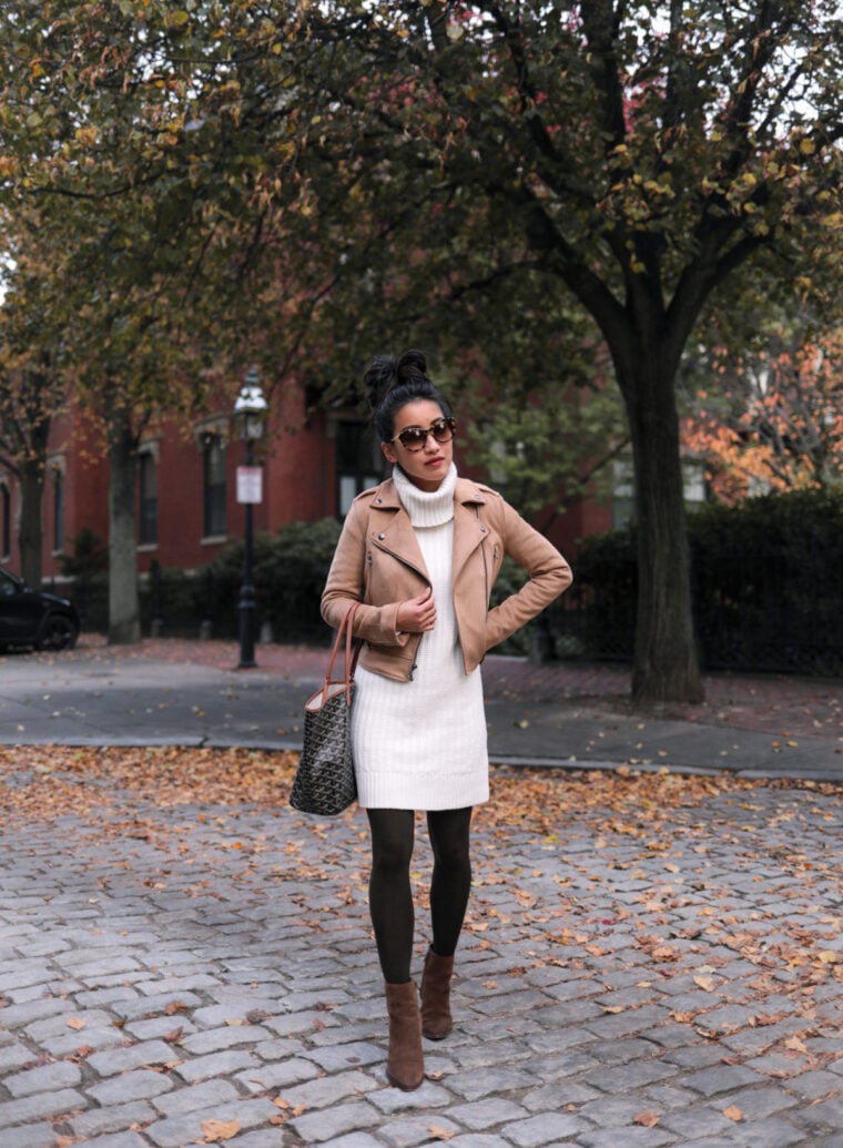 turtleneck sweater dress - petite fall winter outfit
