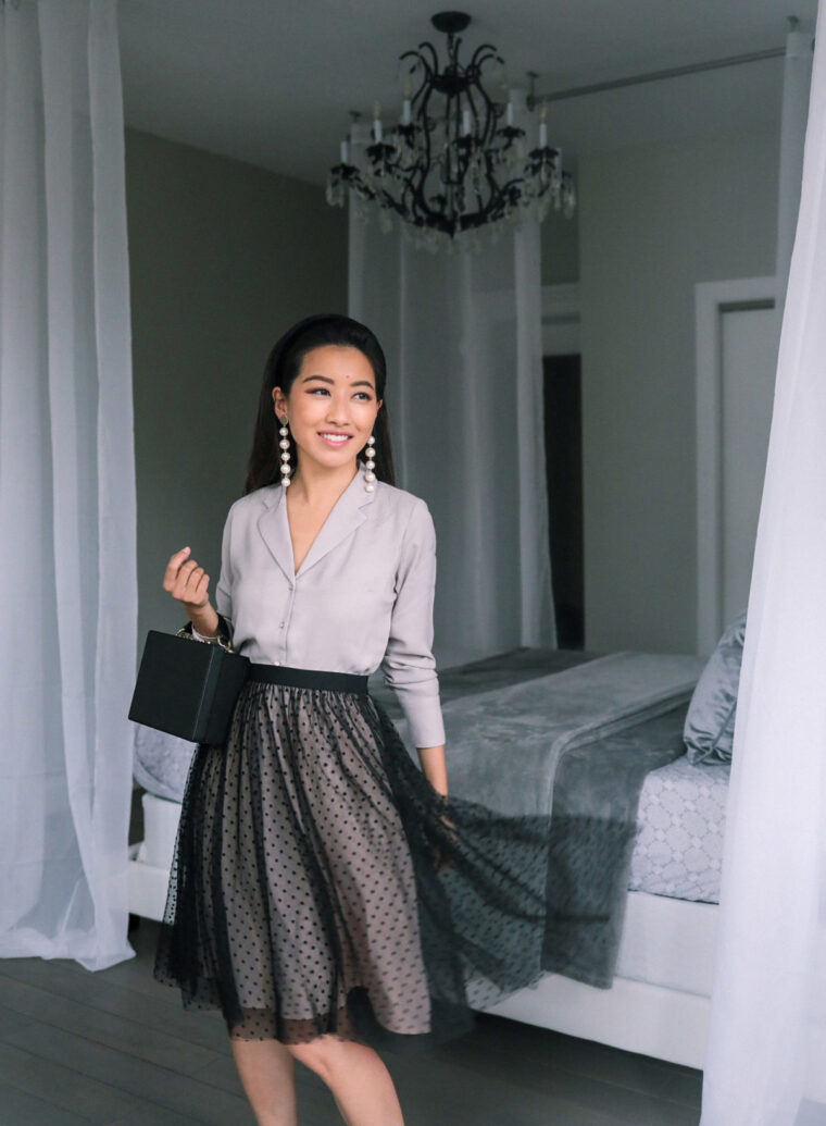 petite tulle skirt classy holiday party outfit