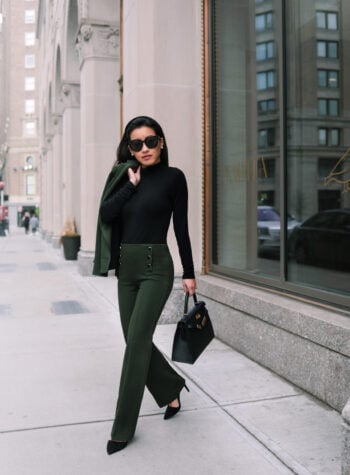 ann taylor petite green suit interview outfit