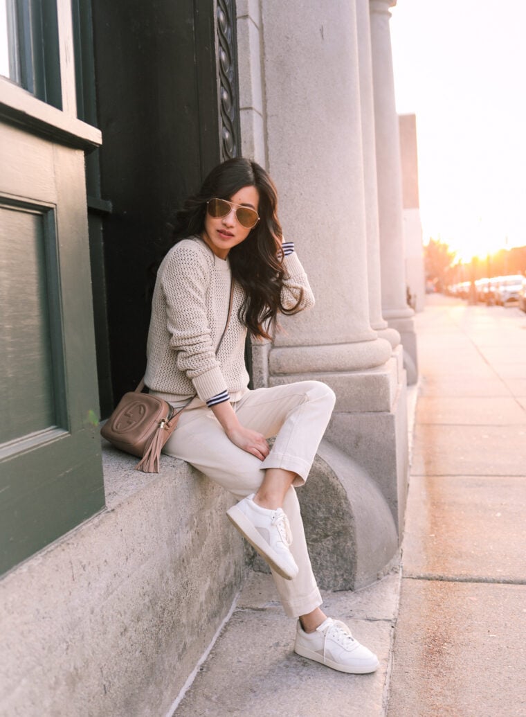 casual sneaker mom outfit ideas petite fashion blog