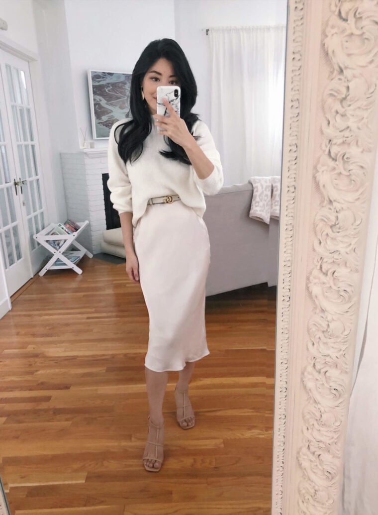 how to style a slip dress with a sweater