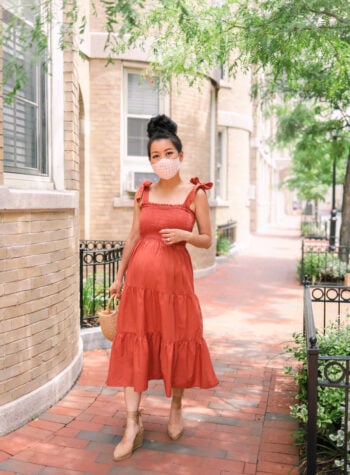 petite dress maternity nursing friendly baby shower outfit idea