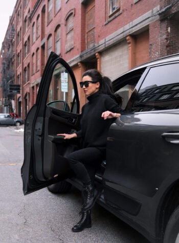 feminine sleek combat boot outfit