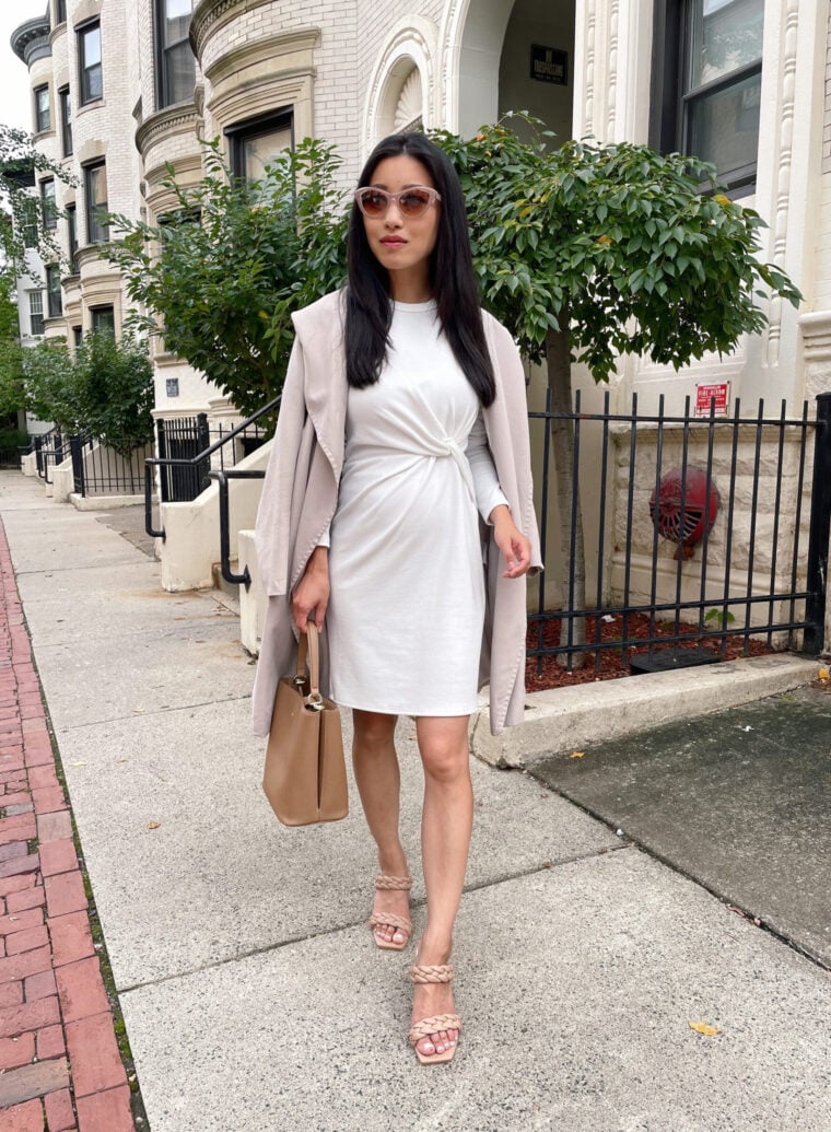 how to style a white dress for fall petite fashion