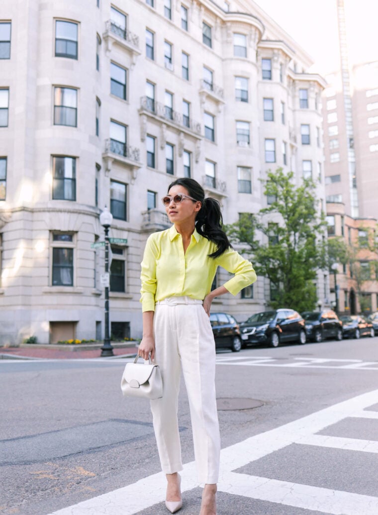 express petite white linen pants summer work outfit