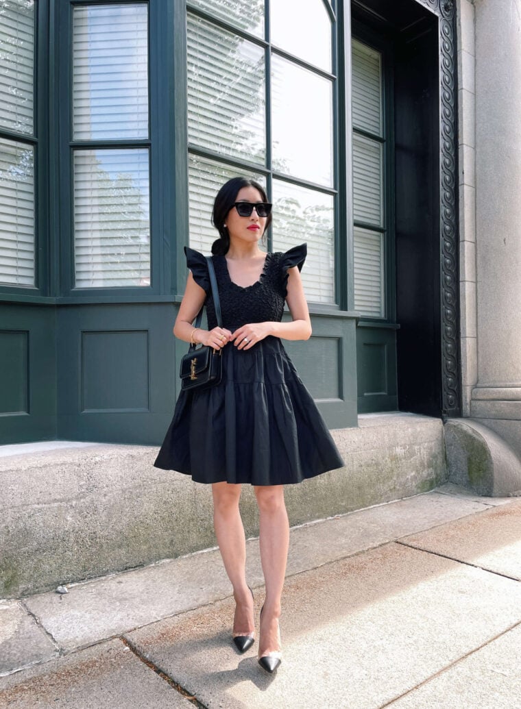 nordstrom black A line dress petite