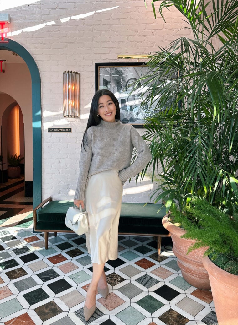 how to style a slip dress petite quince silk skirt