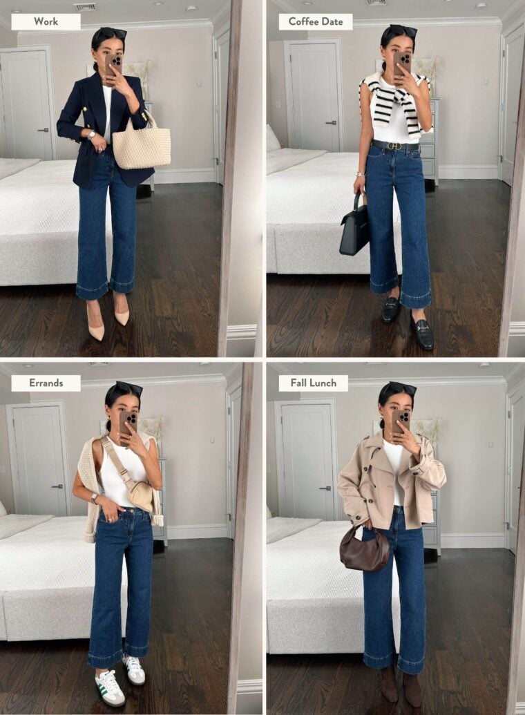 four ways to style slim wide leg jeans