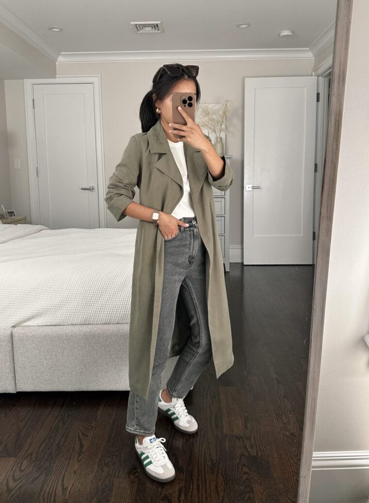 adidas samba sneakers petite women fall outfit how to style