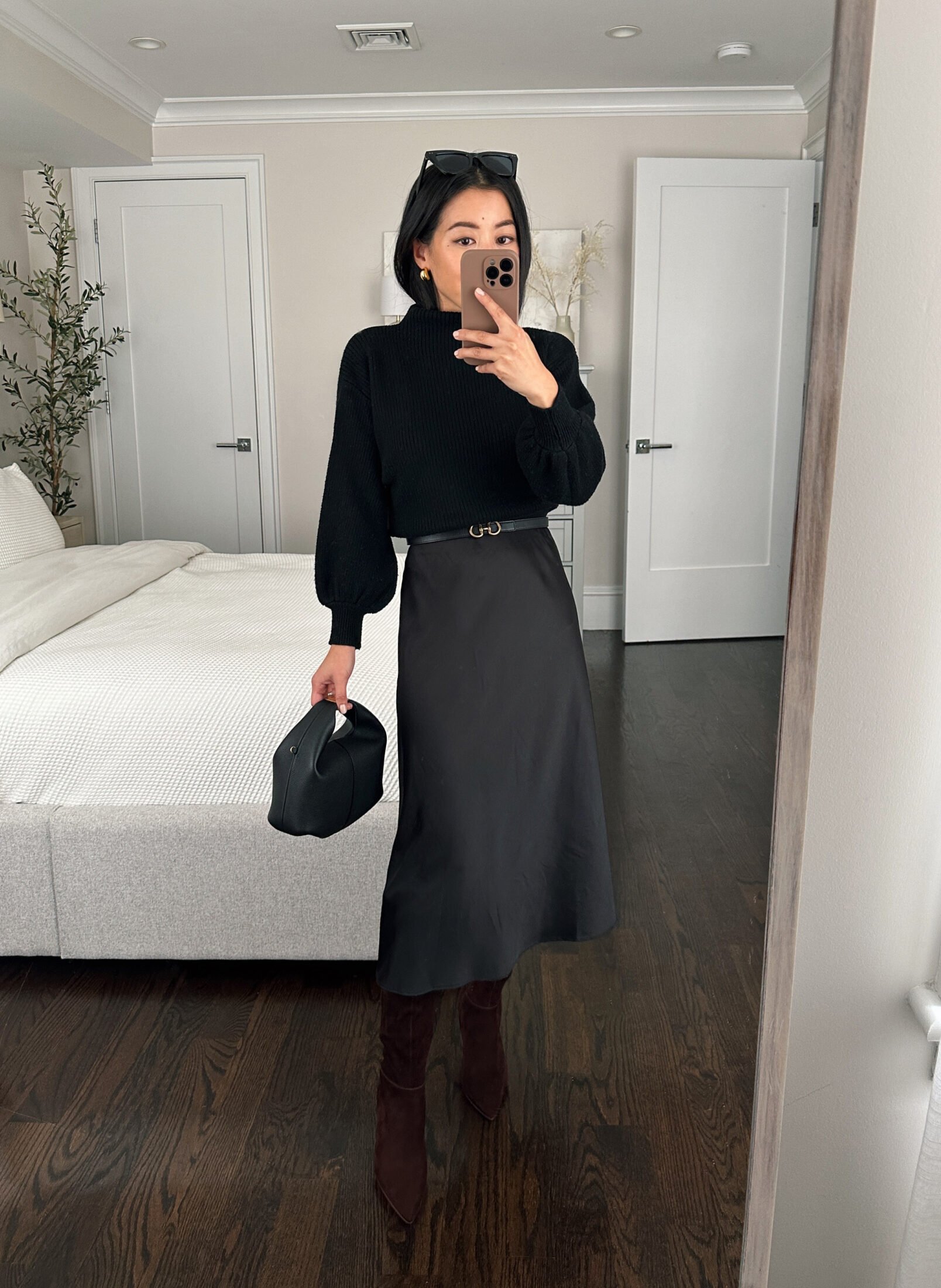 How to style a slip skirt in Petite Fall winter outfits