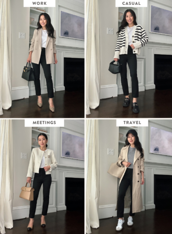 petite spring work outfits capsule wardrobe smart casual