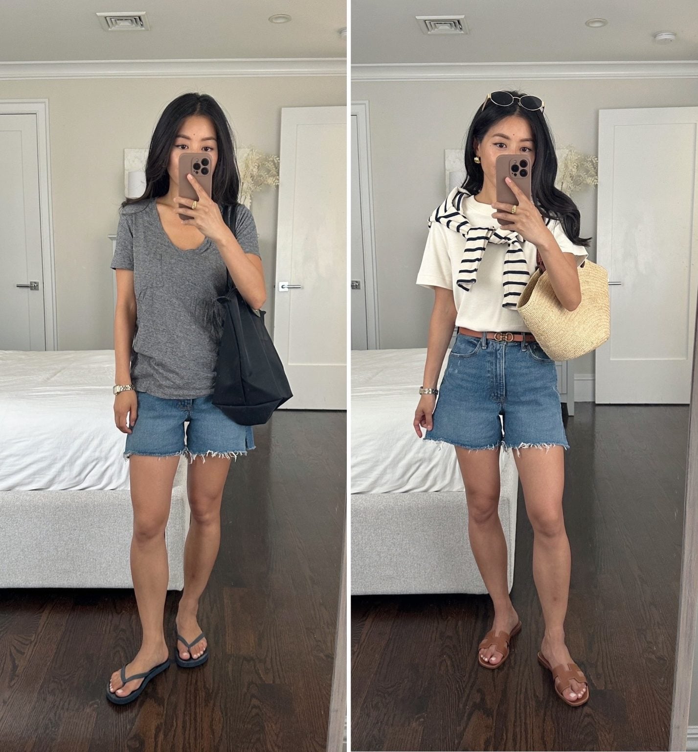 Denim Detail Tee with Denim Two-Tone Shorts