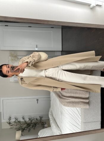 oak and fort trench coat madewell perfect vintage jeans gucci heels