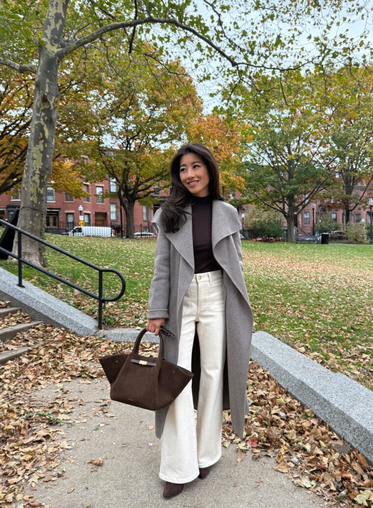aritzia portfolio coat demellier midi new york petite fall outfit